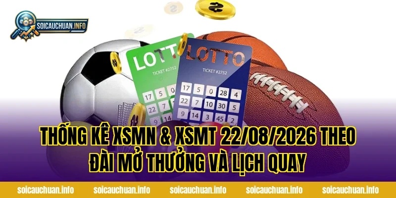 Thống Kê XSMN & XSMT 22/08/2026 theo đài mở thưởng và lịch quay